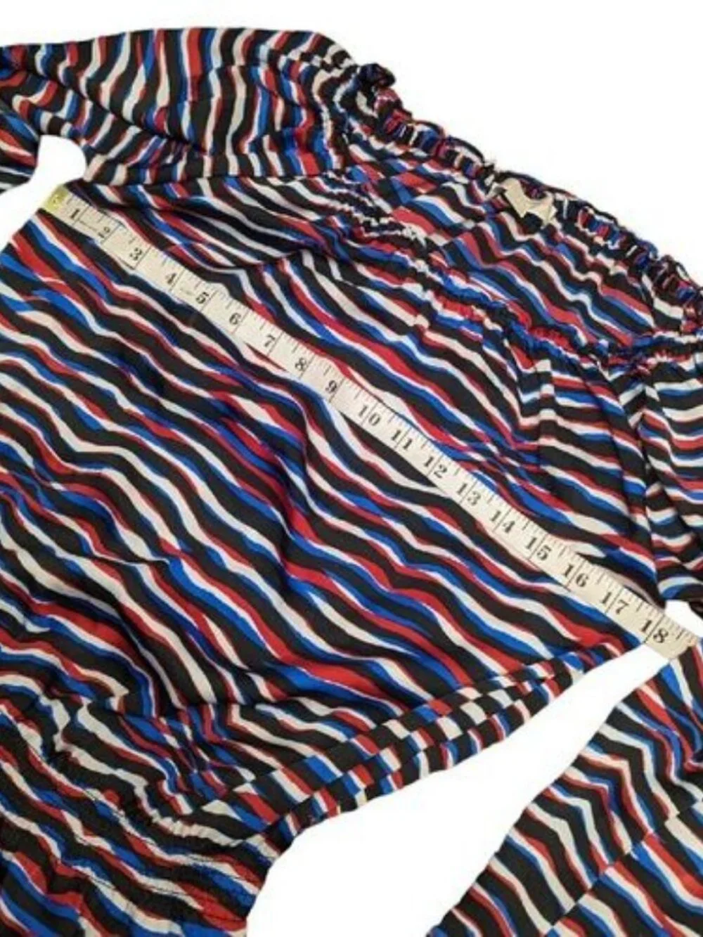 Michael Kors Striped Long Sleeve Blouse Elastic Neck Peplum Top Women's Shirt XS